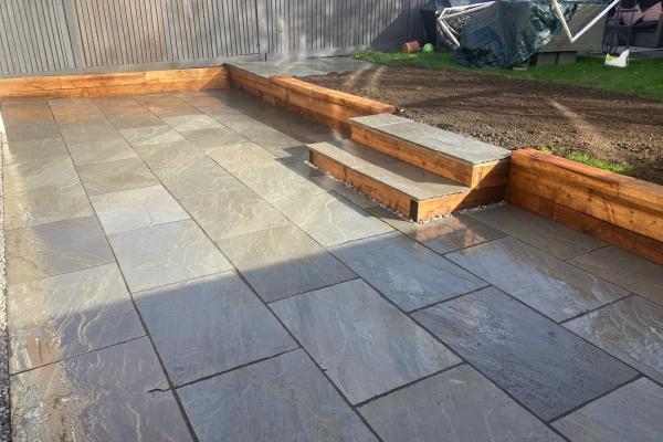 Patio and sleepers in Fenstanton