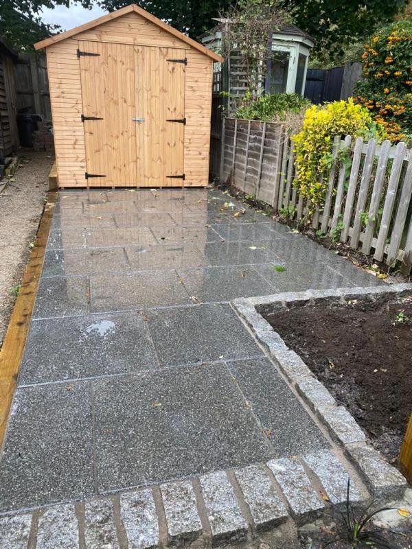 Patio and sleepers in Godmanchester